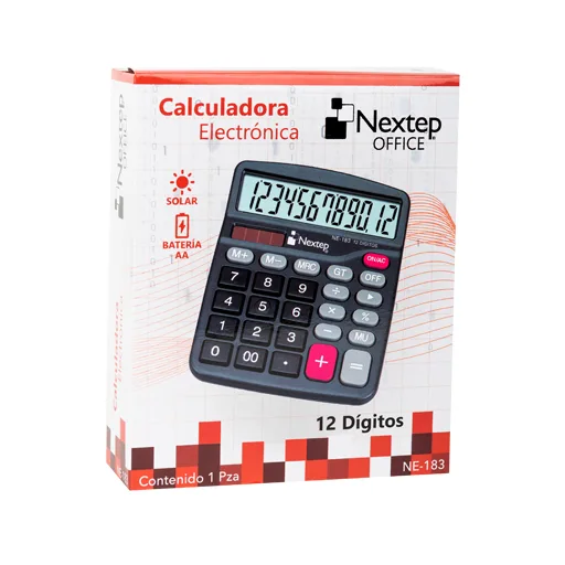 Calculadora Nextep 12 dígitos, semi escritorio, batería/solar