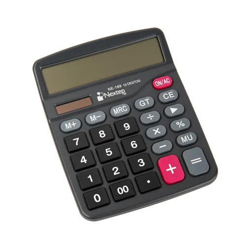 Calculadora Nextep 12 dígitos, pantalla grande, escritorio, batería/solar