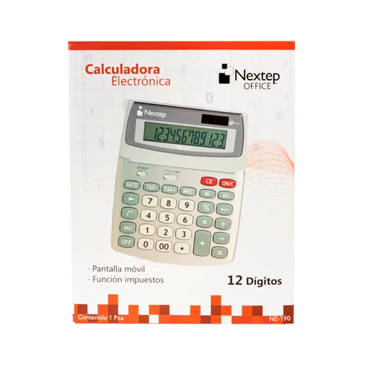 Calculadora Nextep 12 dígitos, escritorio, función impuestos, solar/batería