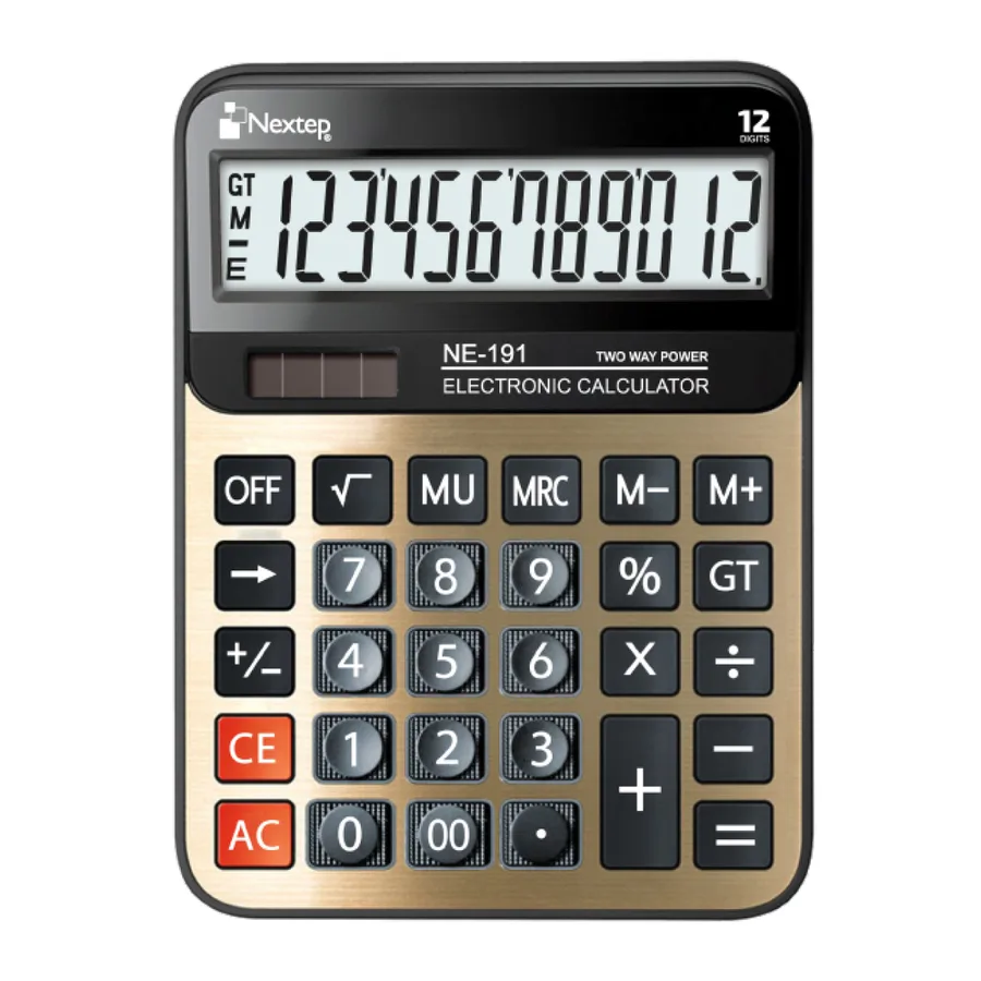 Calculadora Nextep 12 dígitos, gran escritorio, solar/batería