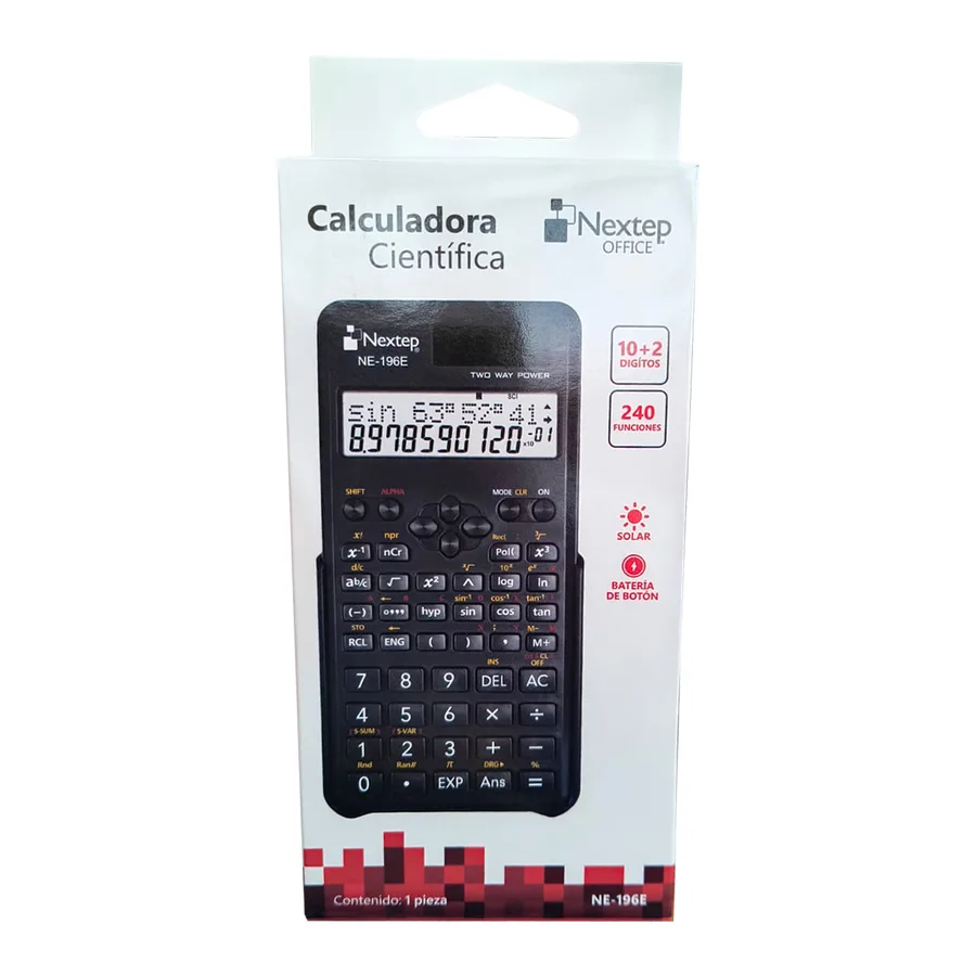 Calculadora científica Nextep 10+2 dígitos, doble línea, 240 funciones