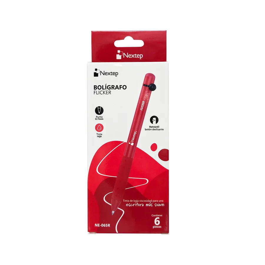 Bolígrafo Flicker 0.7mm, Rojo (c/6) — Nextep