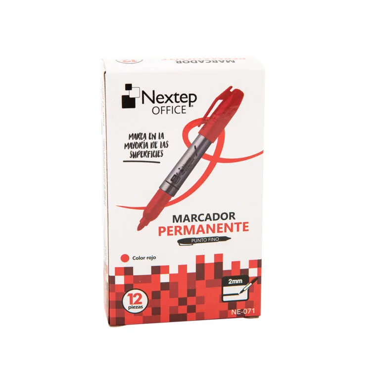 Marcador Permanente Punto Fino 2mm Rojo (c/12) Pzas — Nextep