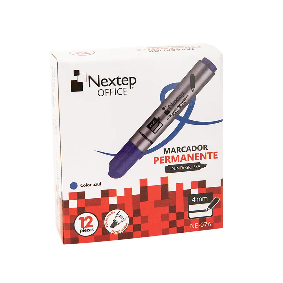 Marcador Permanente Punta Gruesa Cincel 4mm Azul (c/12) Pzas — Nextep