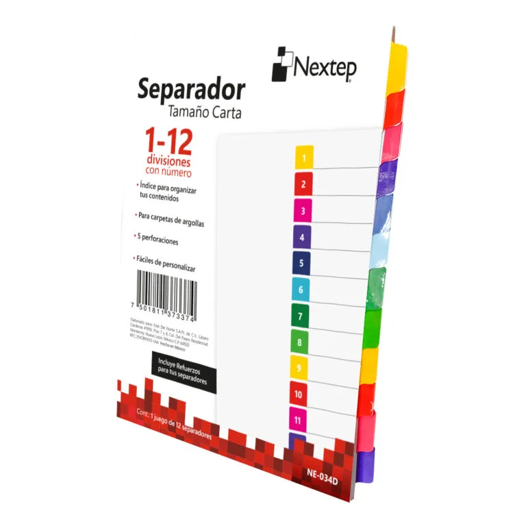 Separador, 12 Divisiones Sin Número — Nextep