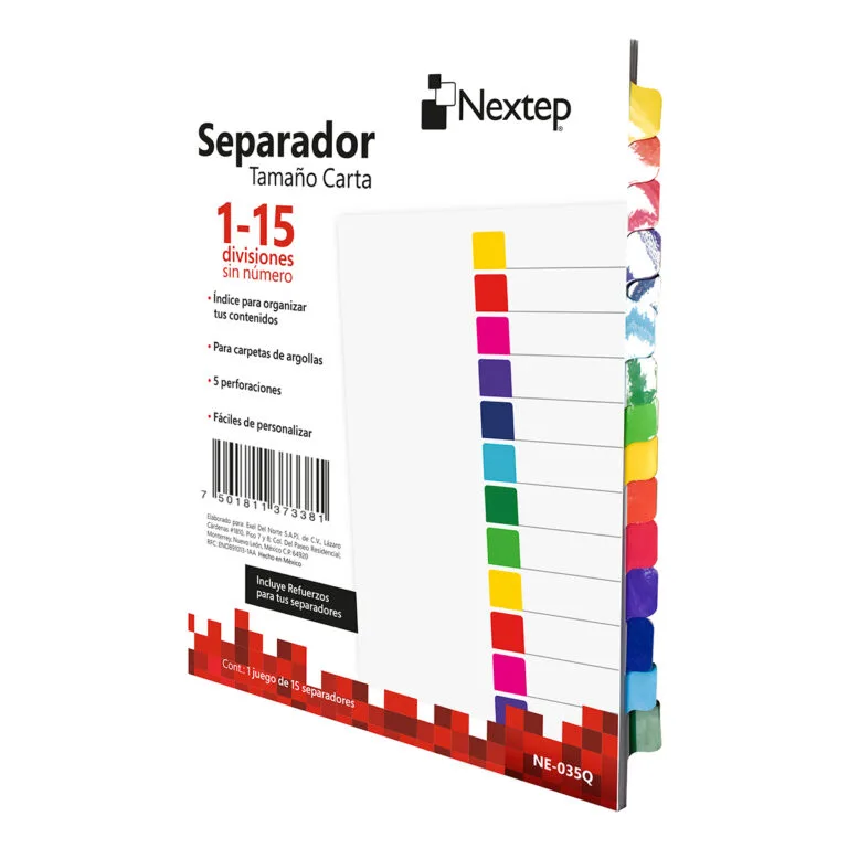 Separador, 15 Divisiones Sin Número — Nextep