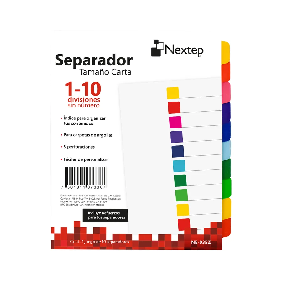 Separador, 10 Divisiones Sin Número — Nextep