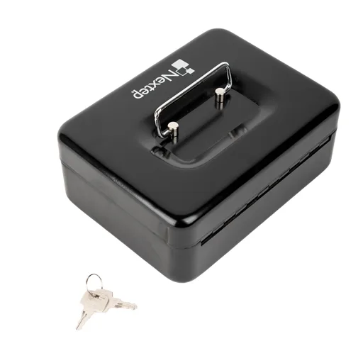Caja Dinero Metálica Mediana 20cm Color Negro — Nextep