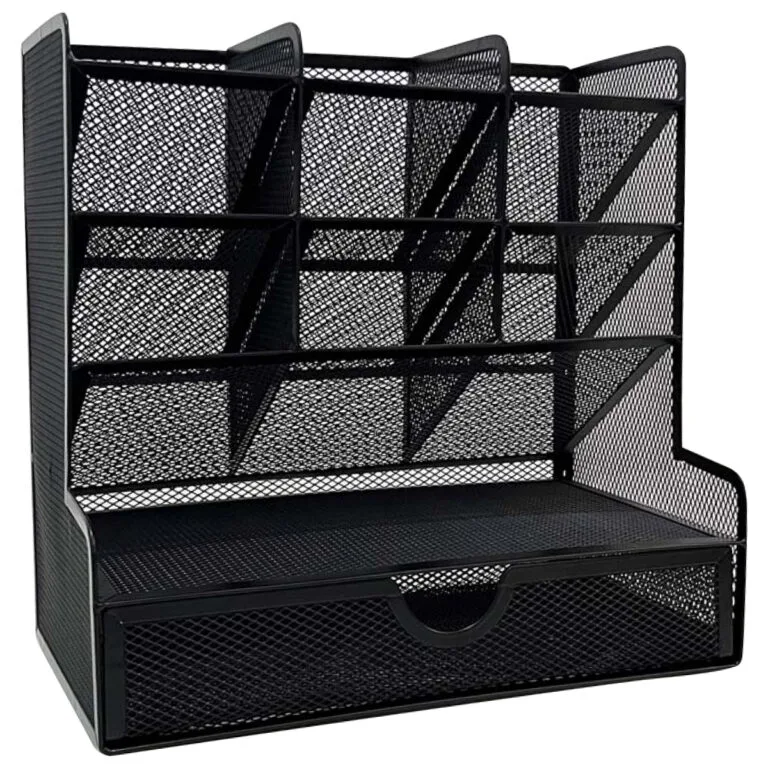 Organizador Malla Metálica para Escritorio, Multi Secciones con Cajón — Nextep
