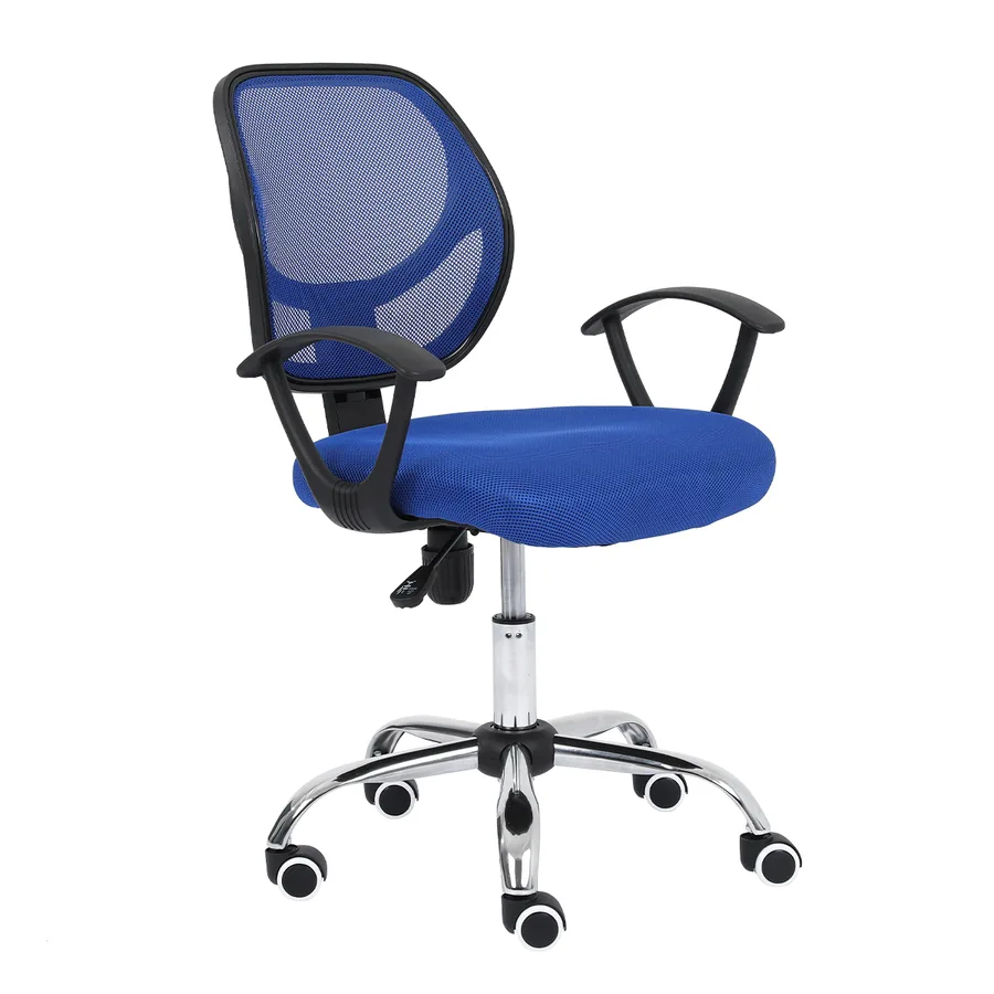 Silla Secretarial de Altura Ajustable Tela Azul Base Giratoria — Nextep