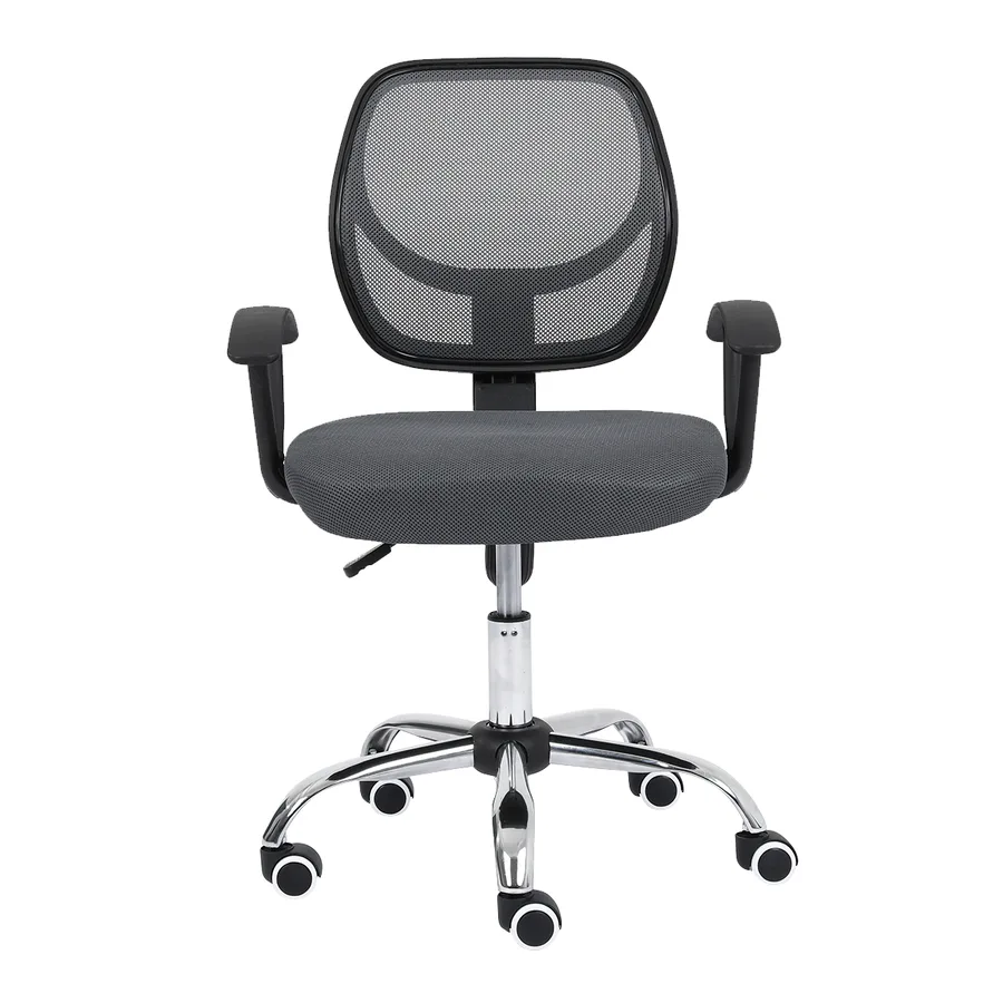 Silla Secretarial de Altura Ajustable Tela Gris Base Giratoria — Nextep