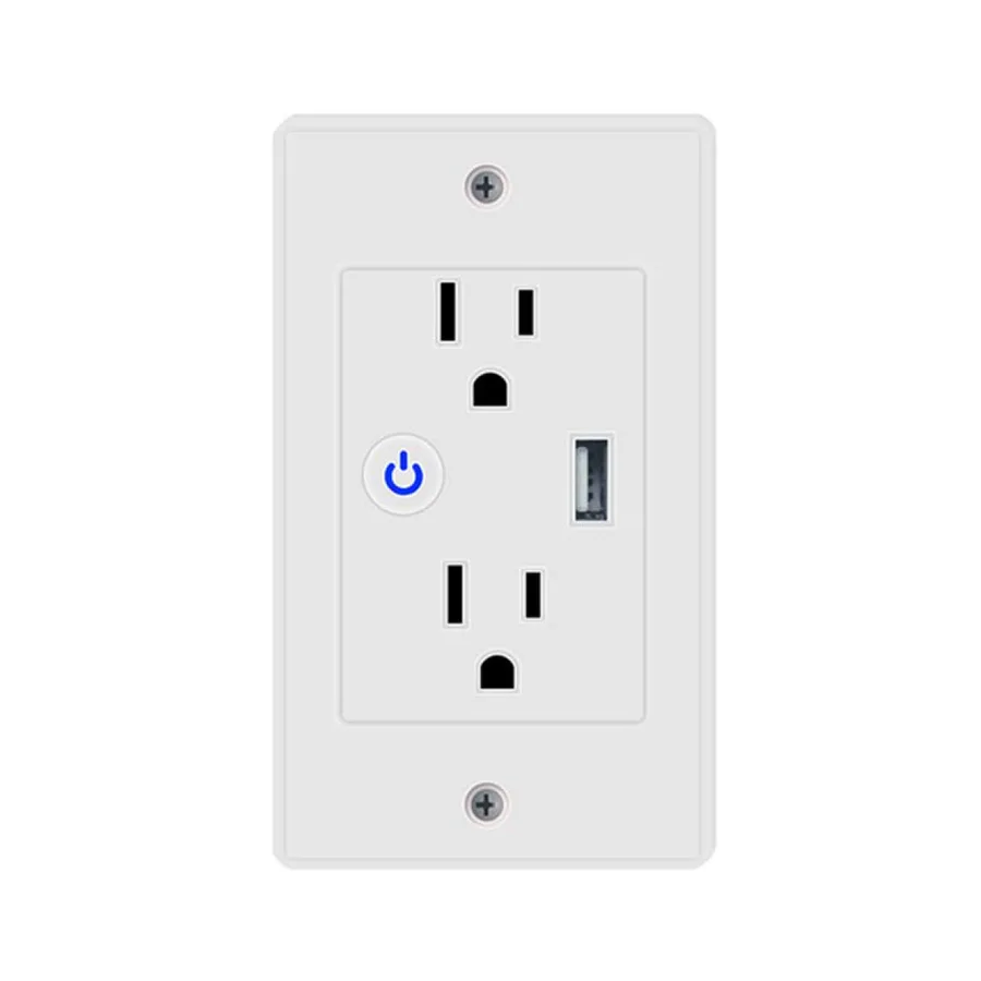 Tomacorriente Smart de Pared Dúplex + Cargador Usb Control Wi-Fi — Nextep